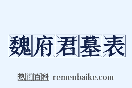 魏府君墓表是什么意思的图片